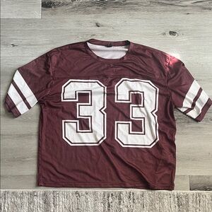 Brown Mesh Football Jersey with White Accents